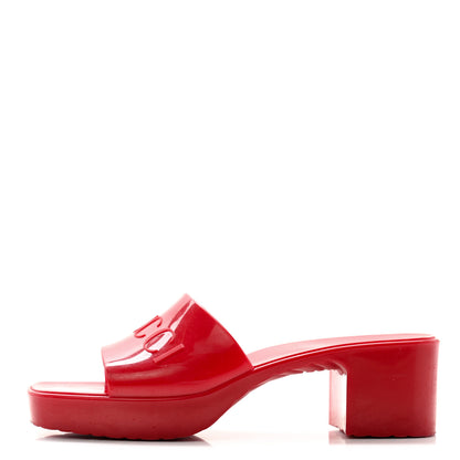 Gucci Rubber Gucci Logo Womens Platform 20/60mm Slide Sandals 36 Hibiscus Red 1 of 10
