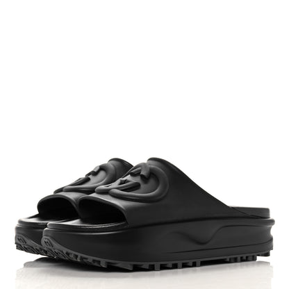 Gucci Soft Rubber Womens Interlocking G Platform 42mm Slide Sandals 41 Black 3 of 9