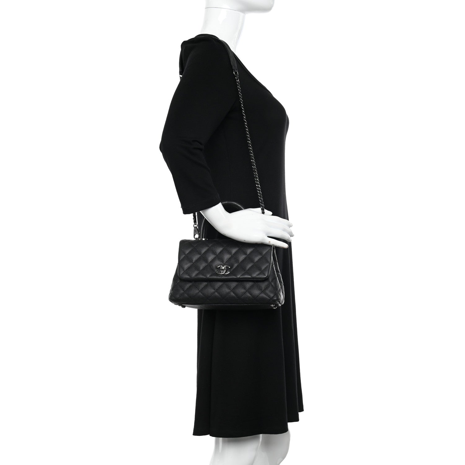 Chanel Caviar Lizard Embossed Quilted Mini Coco Handle Flap Black 2 of 12