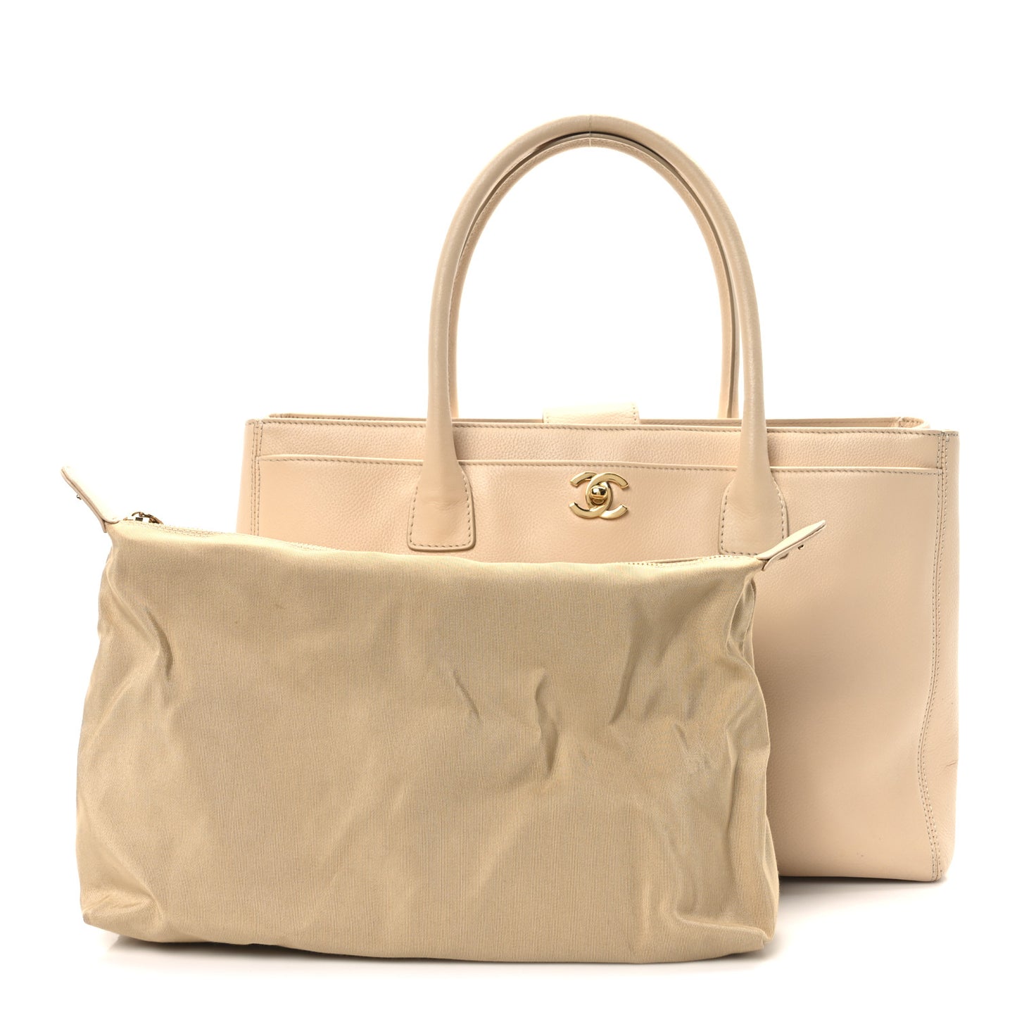 Calfskin Cerf Executive Shopper Tote Beige Clair