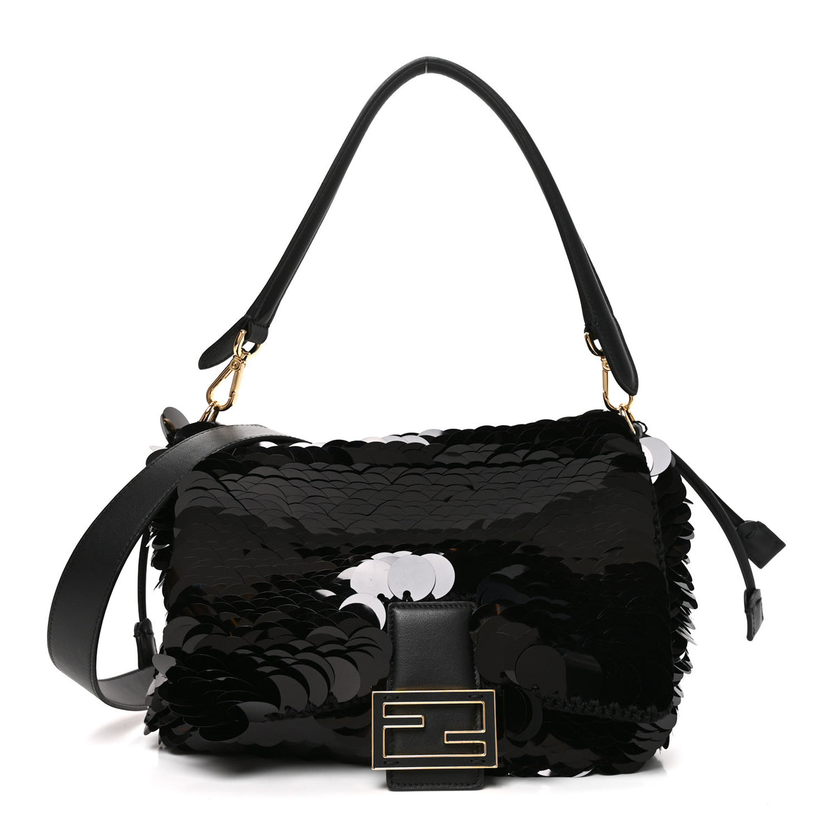 Fendi Sequins Crochet Nappa Medium Mamma Baguette Black 1 of 10