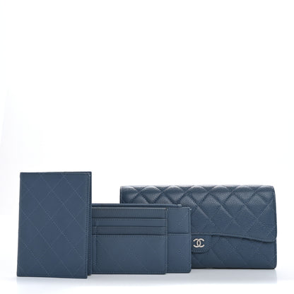 Chanel Caviar Quilted Travel Wallet Blue 1 of 13