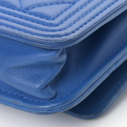 Chanel Lambskin Quilted Boy Wallet On Chain WOC Blue 11 of 15