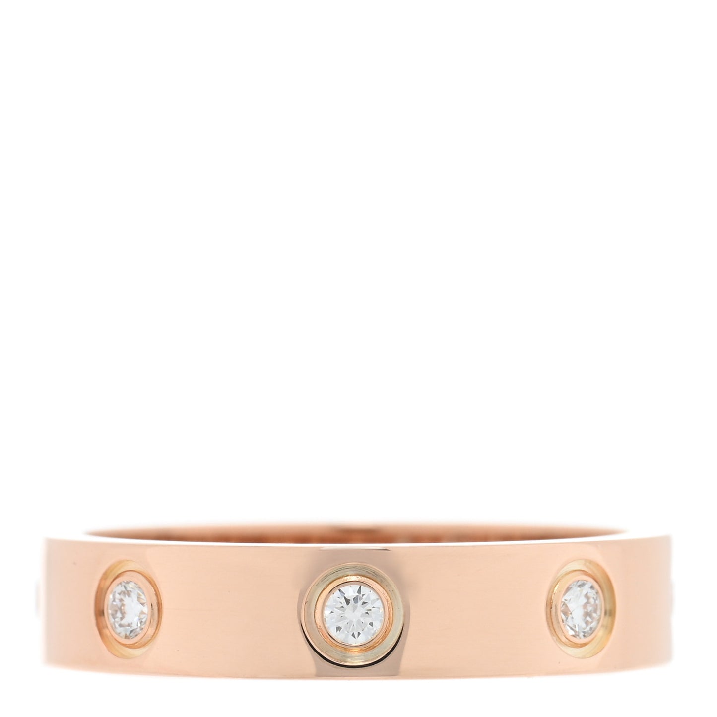 18K Pink Gold 8 Diamond 4mm LOVE Wedding Band Ring 51 5.75