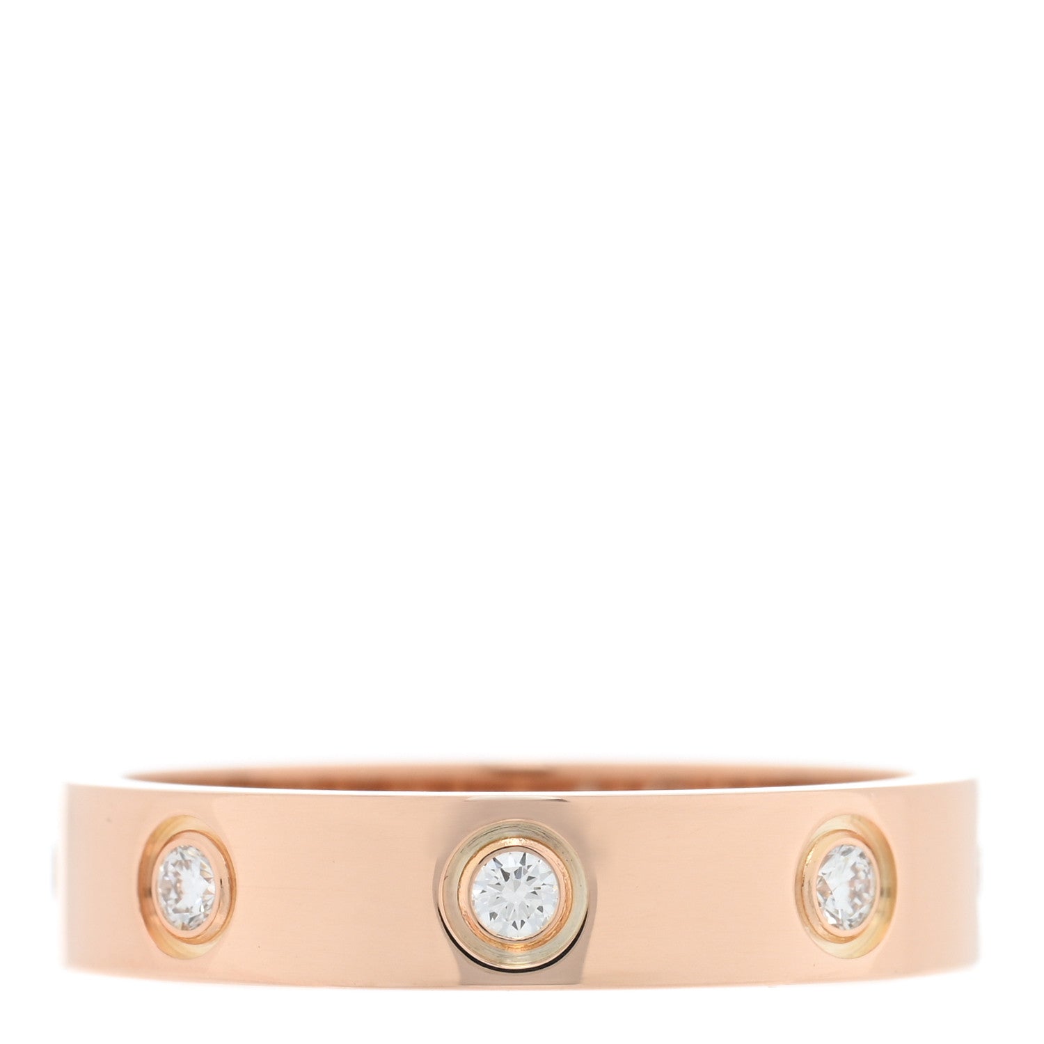 Cartier 18K Pink Gold 8 Diamond 4mm LOVE Wedding Band Ring 51 5.75 1 of 5