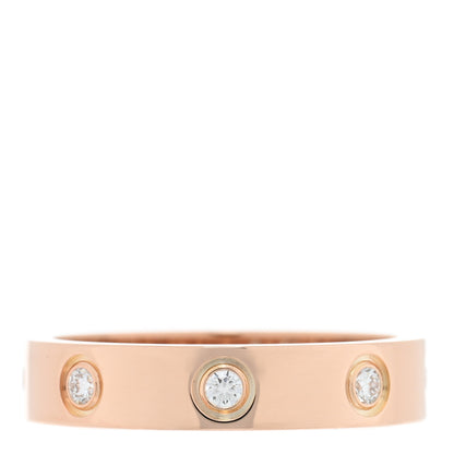 Cartier 18K Pink Gold 8 Diamond 4mm LOVE Wedding Band Ring 51 5.75 1 of 5