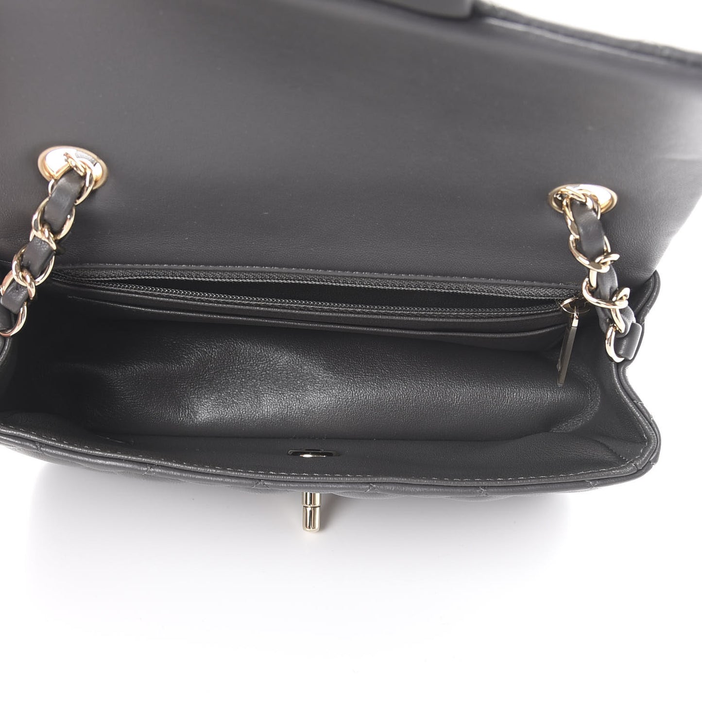 Lambskin Quilted Mini Rectangular Flap Grey