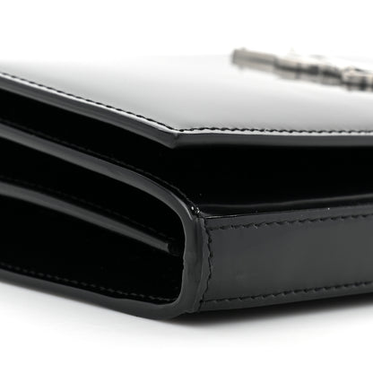 Saint Laurent Glazed Calfskin Cassandre Wallet On Chain WOC Black 10 of 11