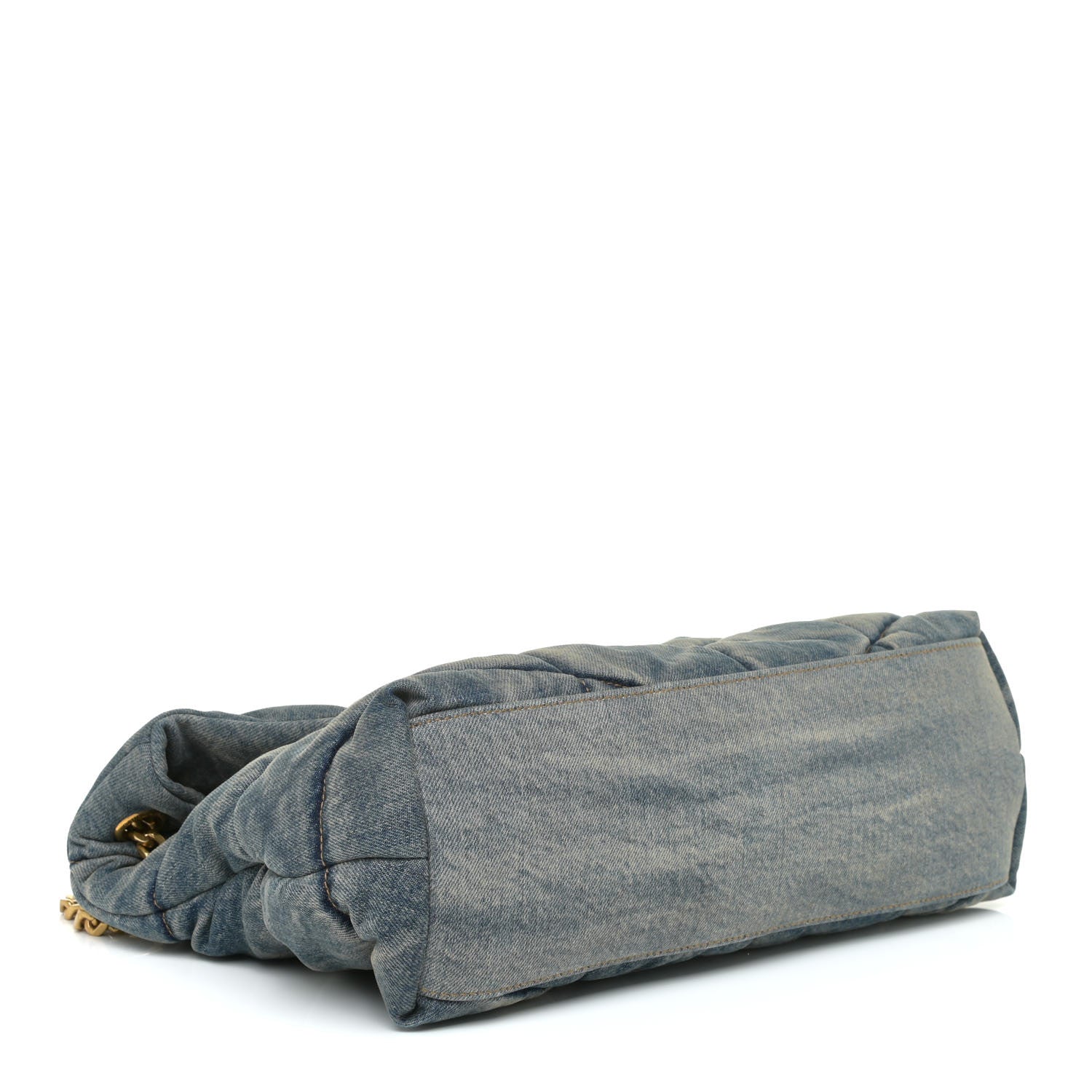 Saint Laurent Denim Quilted Medium Loulou Puffer Monogram Chain Satchel Blue Cinnamon 4 of 18