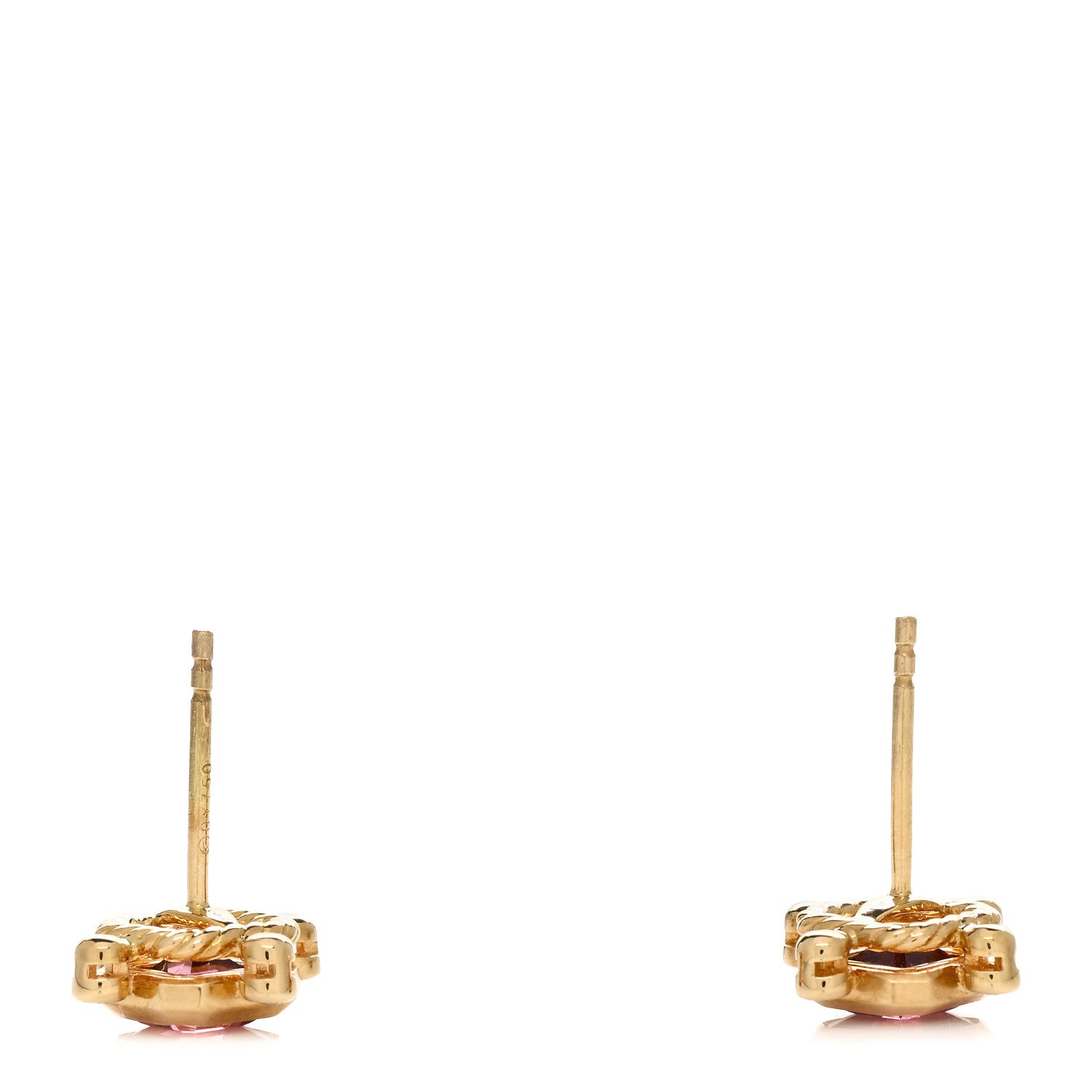 David Yurman 18K Yellow Gold Diamond Pink Tourmaline Novella Stud Earrings 3 of 4