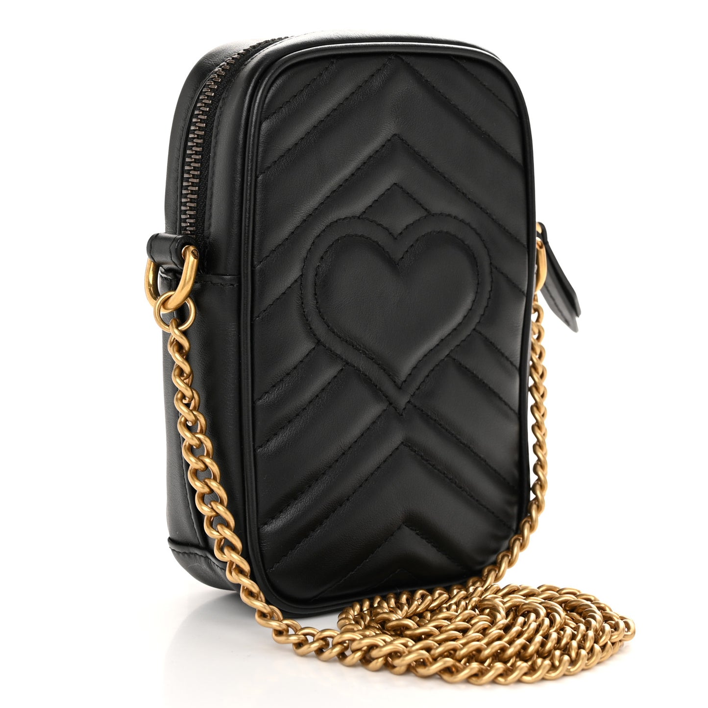 Calfskin Matelasse Mini GG Marmont Crossbody Bag Black