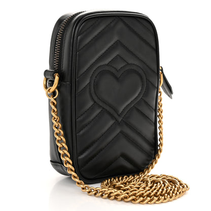 Gucci Calfskin Matelasse Mini GG Marmont Crossbody Bag Black 3 of 10