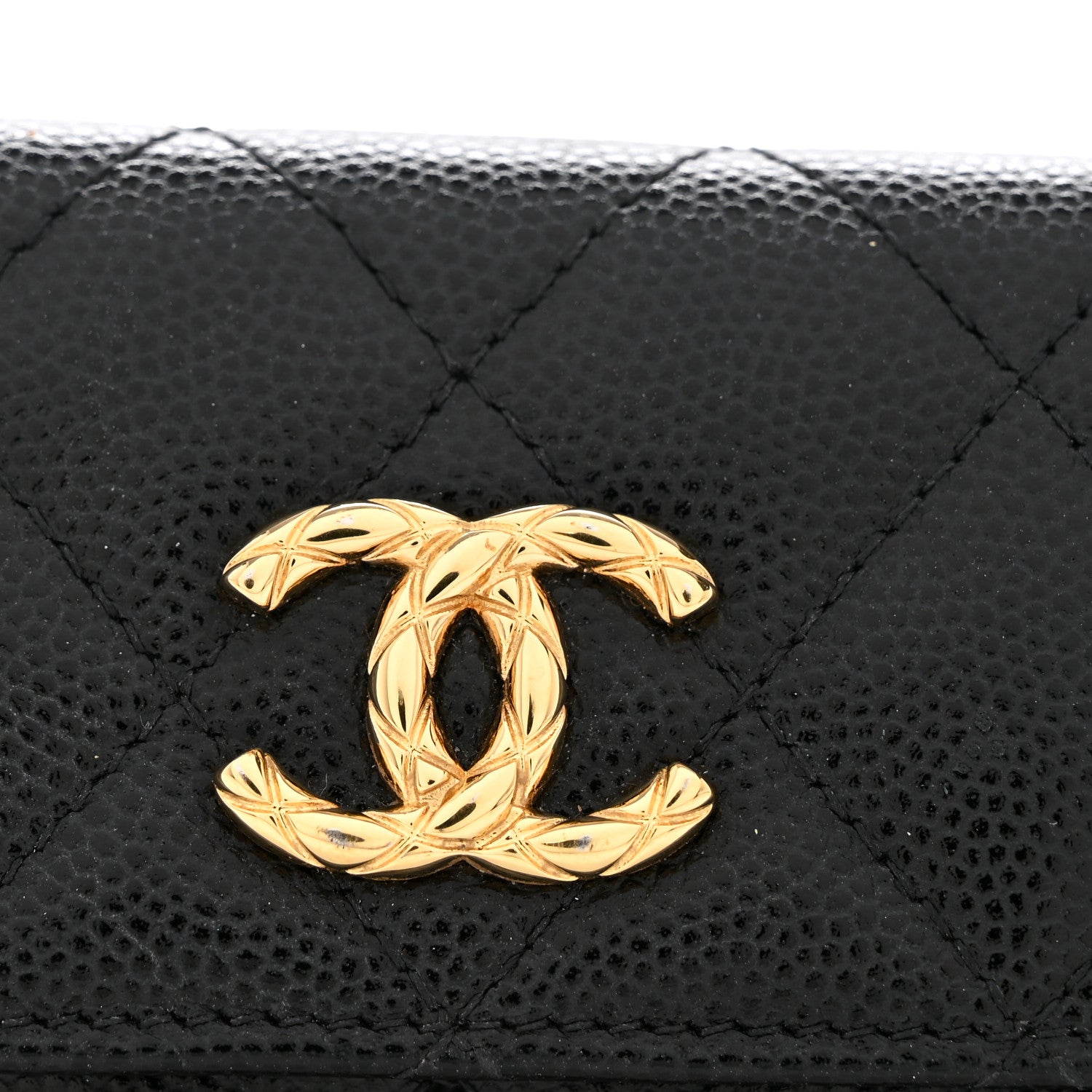 Chanel Caviar Quilted Chain CC Quilted Compact Flap Card Holder Black 10 of 10
