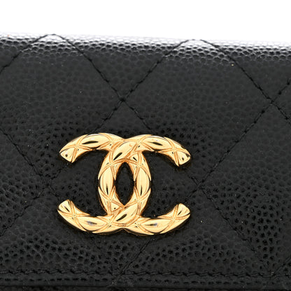 Chanel Caviar Quilted Chain CC Quilted Compact Flap Card Holder Black 10 of 10