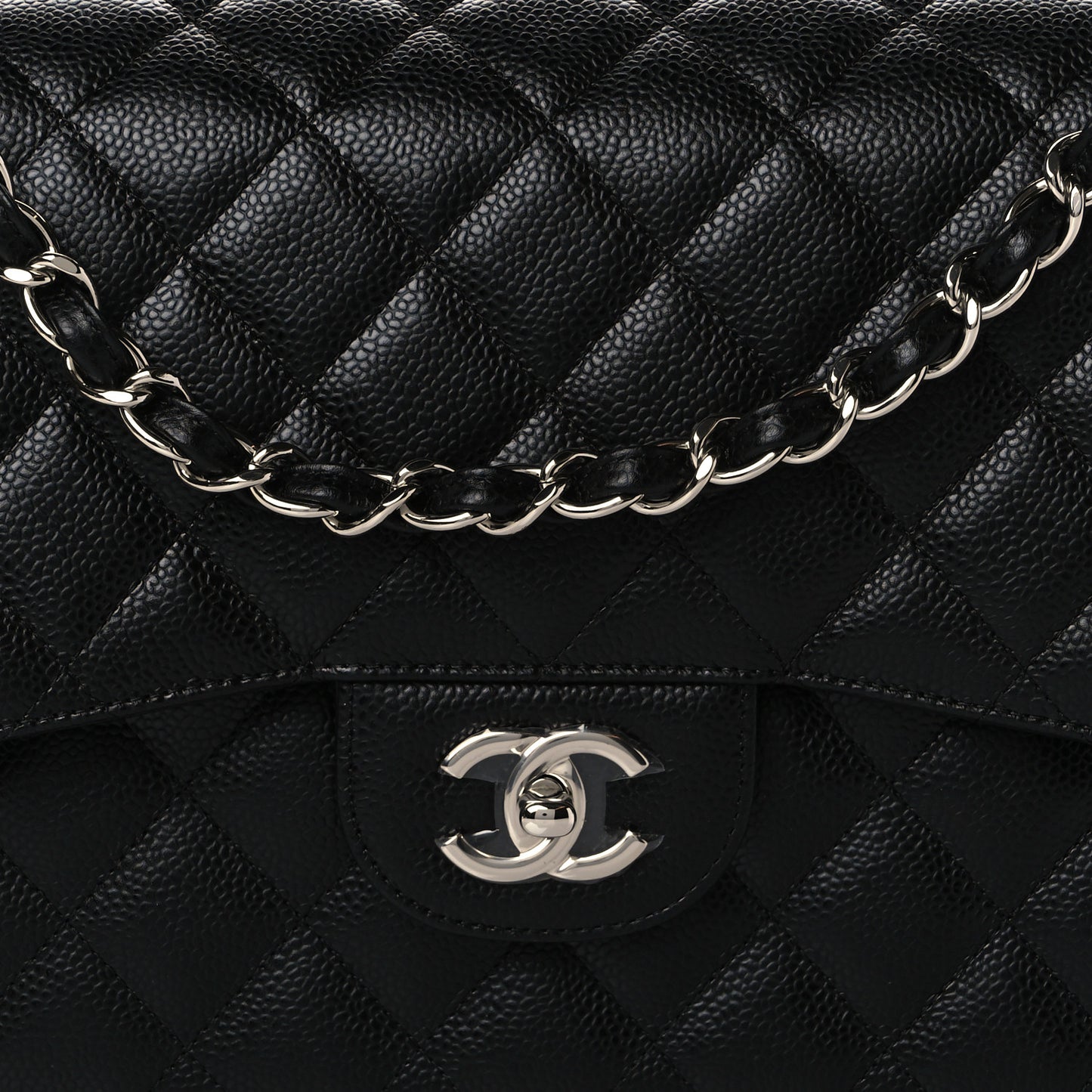 Caviar Quilted Jumbo Double Flap Black