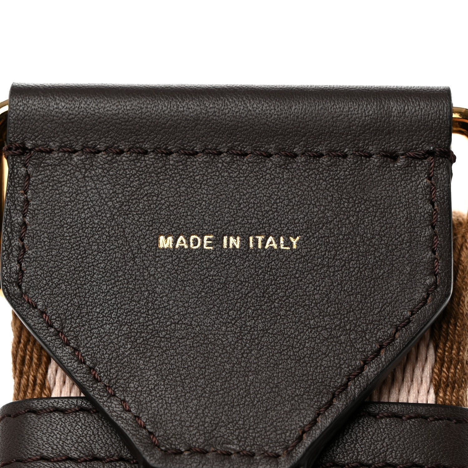 Fendi Ribbon Vitello Century FF 1974 Embroidered Adjustable Strap You Fango Rosa Confetto Chocolate 4 of 5