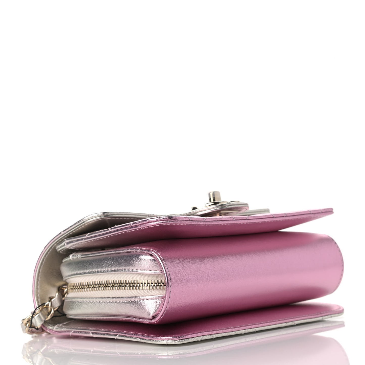 Metallic Lambskin Like A Wallet Flap Golden Pink