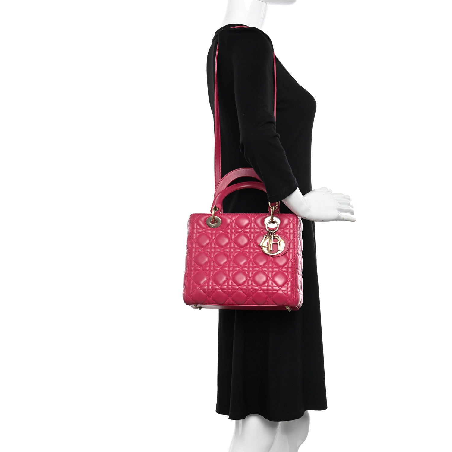 Christian Dior Lambskin Cannage Medium Lady Dior Pink 2 of 14