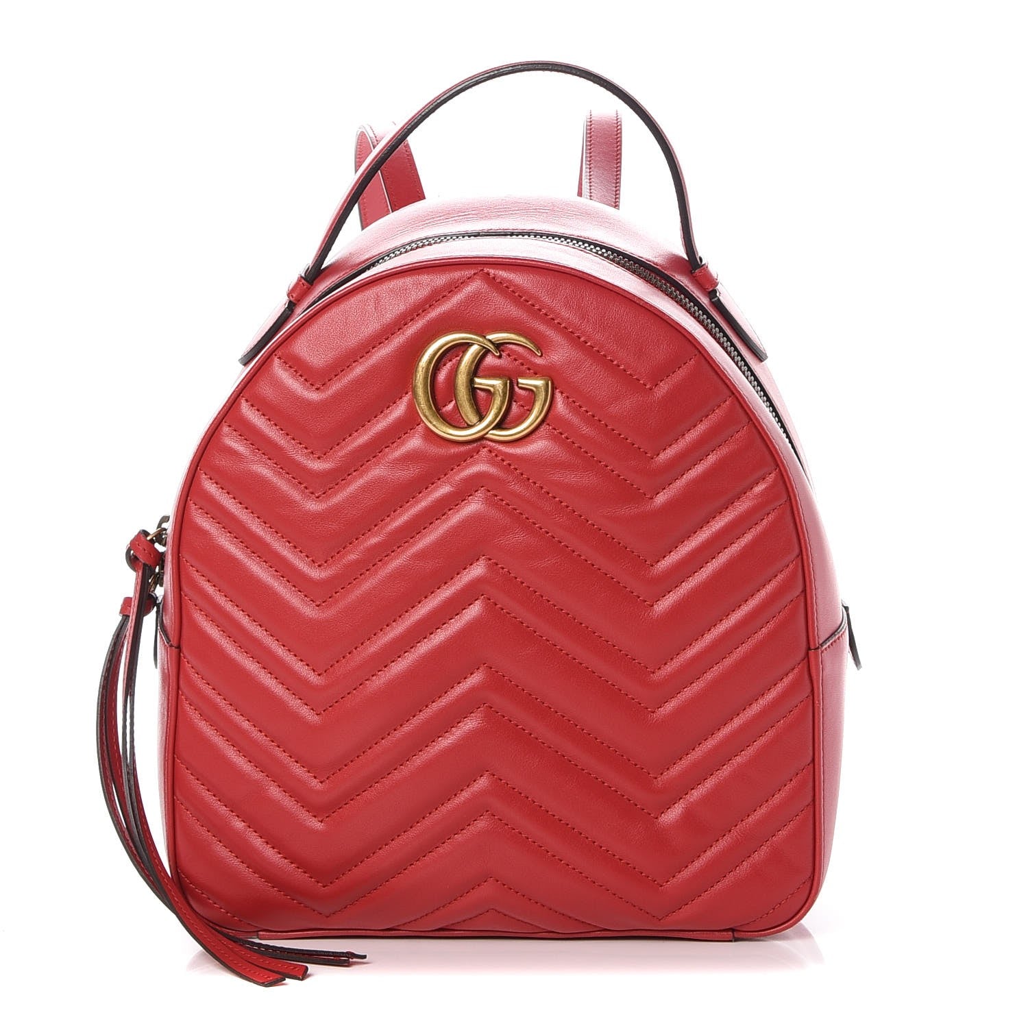 Gucci Calfskin Matelasse GG Marmont Dome Backpack Hibiscus Red 1 of 7