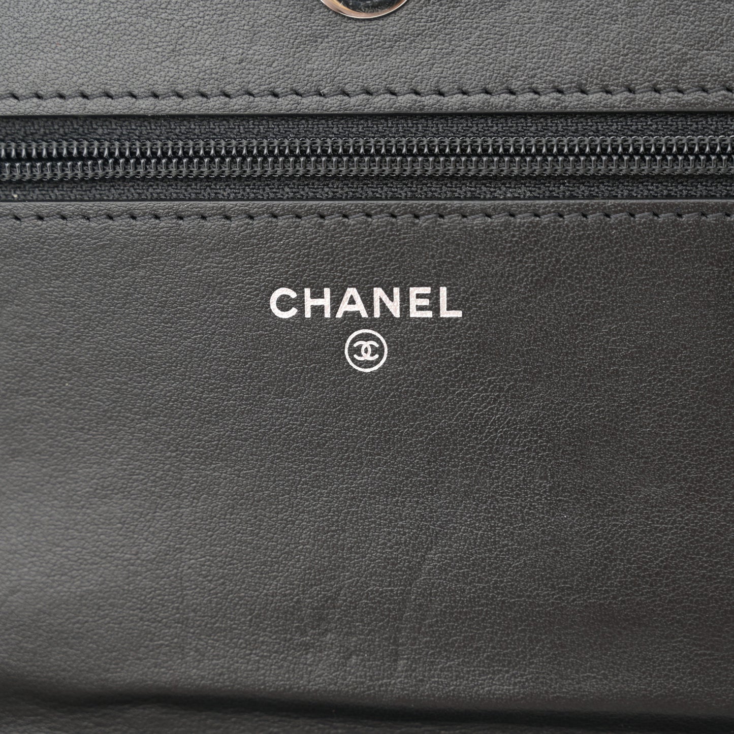 Lambskin Chevron Quilted Wallet On Chain WOC Black