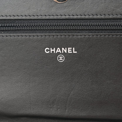 Chanel Lambskin Chevron Quilted Wallet On Chain WOC Black 6 of 12