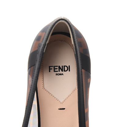 Fendi Mesh FF Skimmer Ballerina Flats 38 Tobacco Moro Black 7 of 8