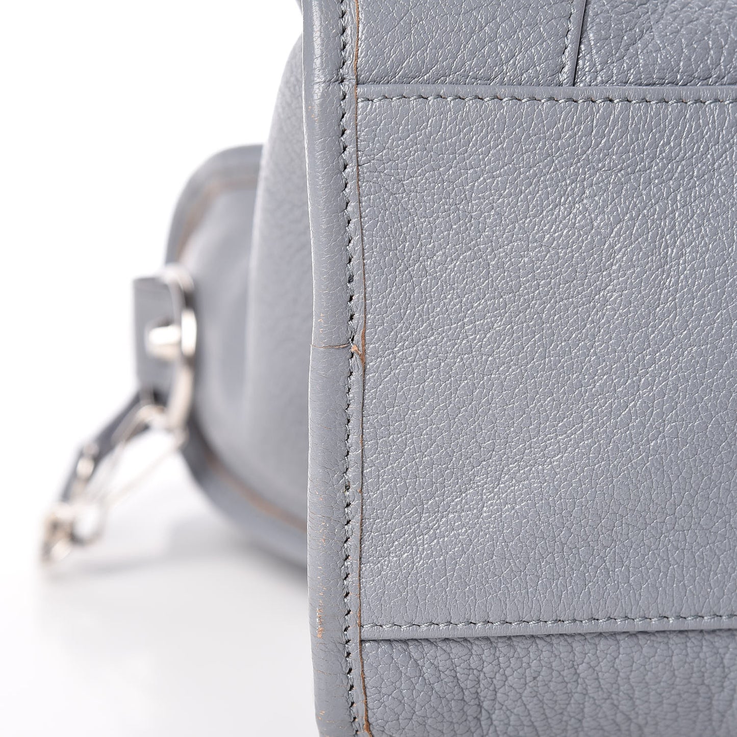 Chevre Silver Metallic Edge Hardware City Bleu Acier