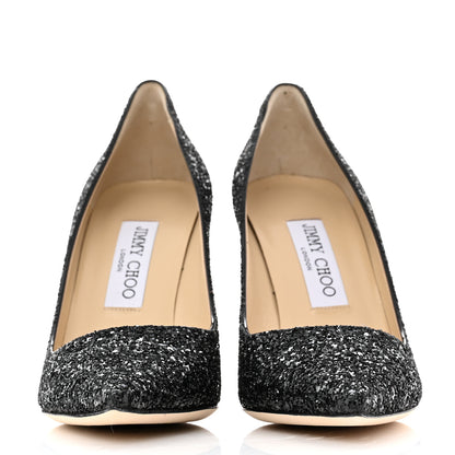 Jimmy Choo Coarse Glitter Abel 100 Pumps 37.5 Black 2 of 8