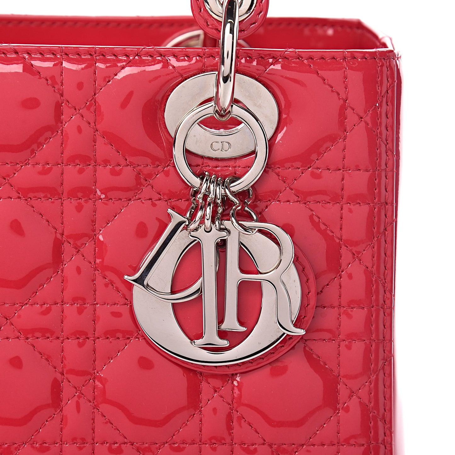 Patent Cannage Medium Lady Dior Fuchsia