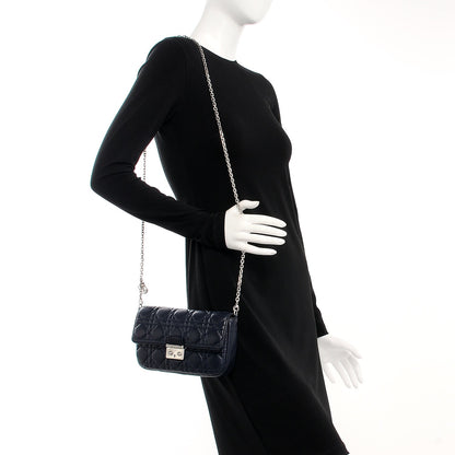 Christian Dior Lambskin Cannage Miss Dior Promenade Pouch Navy Blue 2 of 8