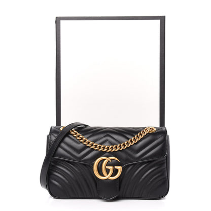 Gucci Calfskin Matelasse Small GG Marmont Shoulder Bag Black 12 of 12