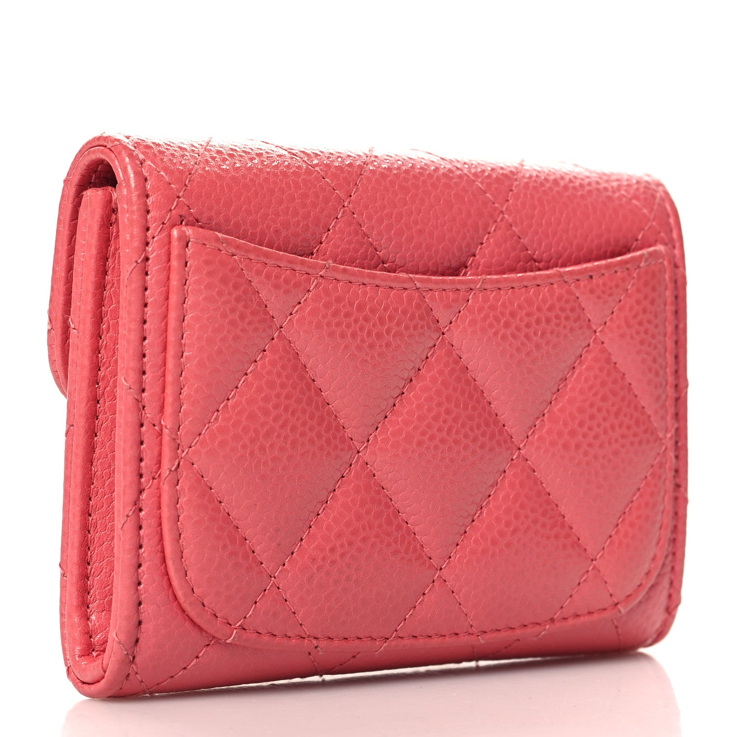 Chanel Caviar Quilted Flap Card Holder Wallet Pink 3 of 9