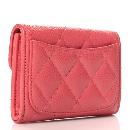 Chanel Caviar Quilted Flap Card Holder Wallet Pink 3 of 9