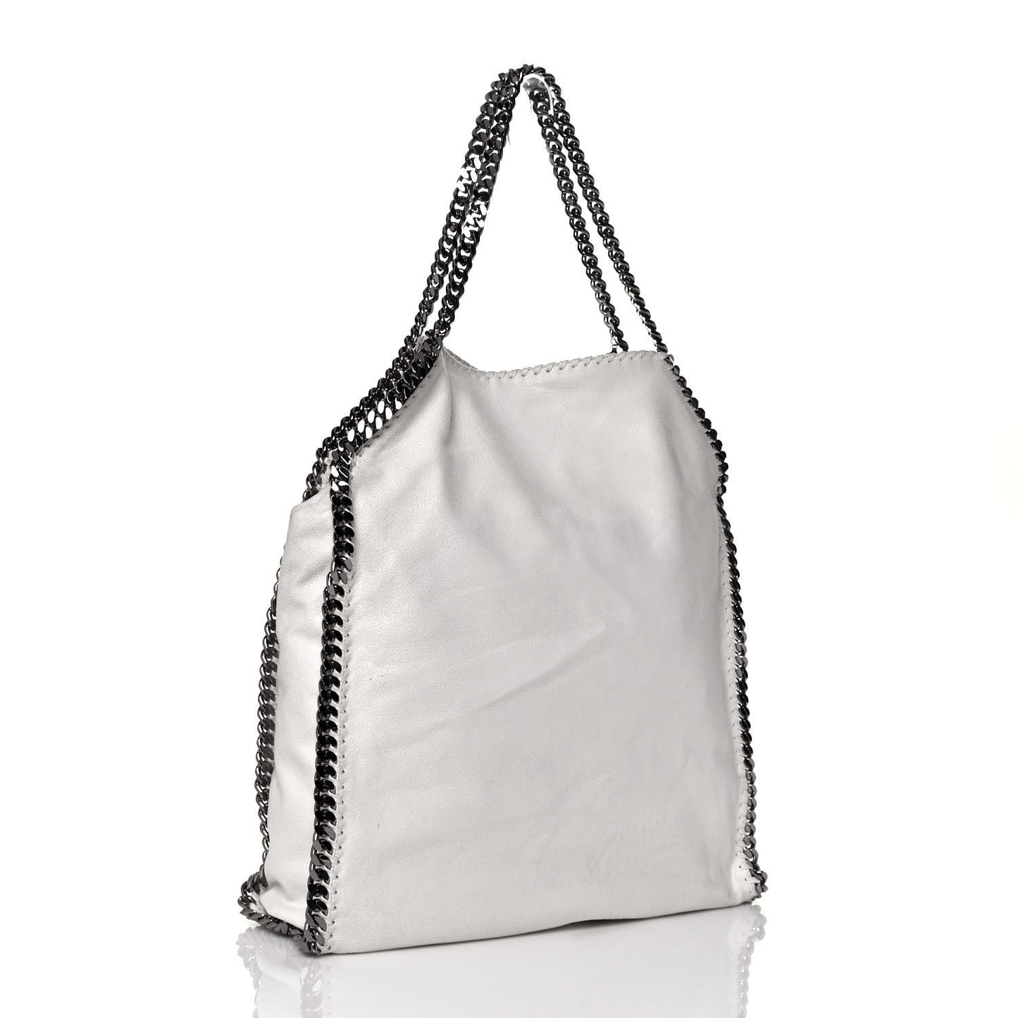 X ED CURTIS Shaggy Deer Logo Embroidered Large Falabella Chalk