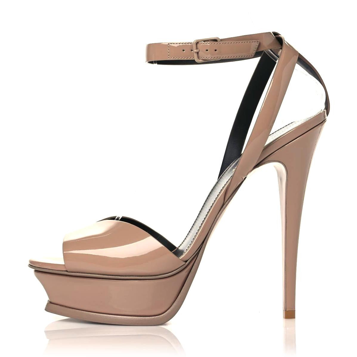 Saint Laurent Vitello Vernice Tribute 105 Sandals 40 Soft Nude 1 of 11