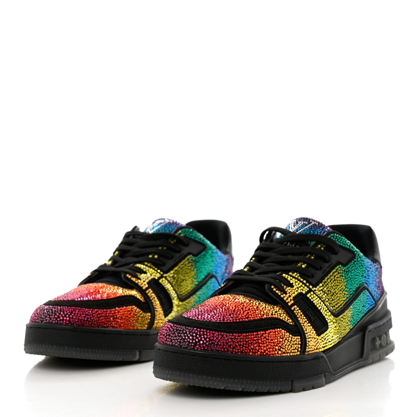 Crystal Mens LV Trainer Sneakers 8 Black