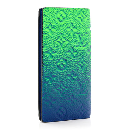 Louis Vuitton Taurillon Illusion Brazza Wallet Bleu Vert 3 of 6
