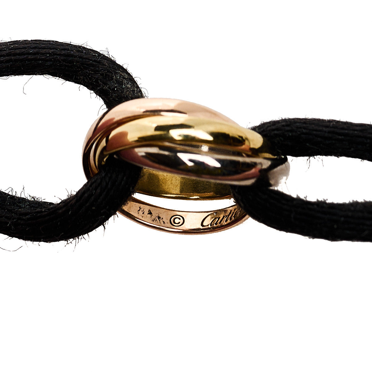 Cartier 18k Pink Yellow White Gold Trinity Adjustable Cord Bracelet Black 5 of 5