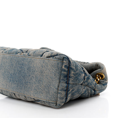 Saint Laurent Denim Quilted Small Loulou Puffer Monogram Chain Satchel Rodeo Blue 10 of 10