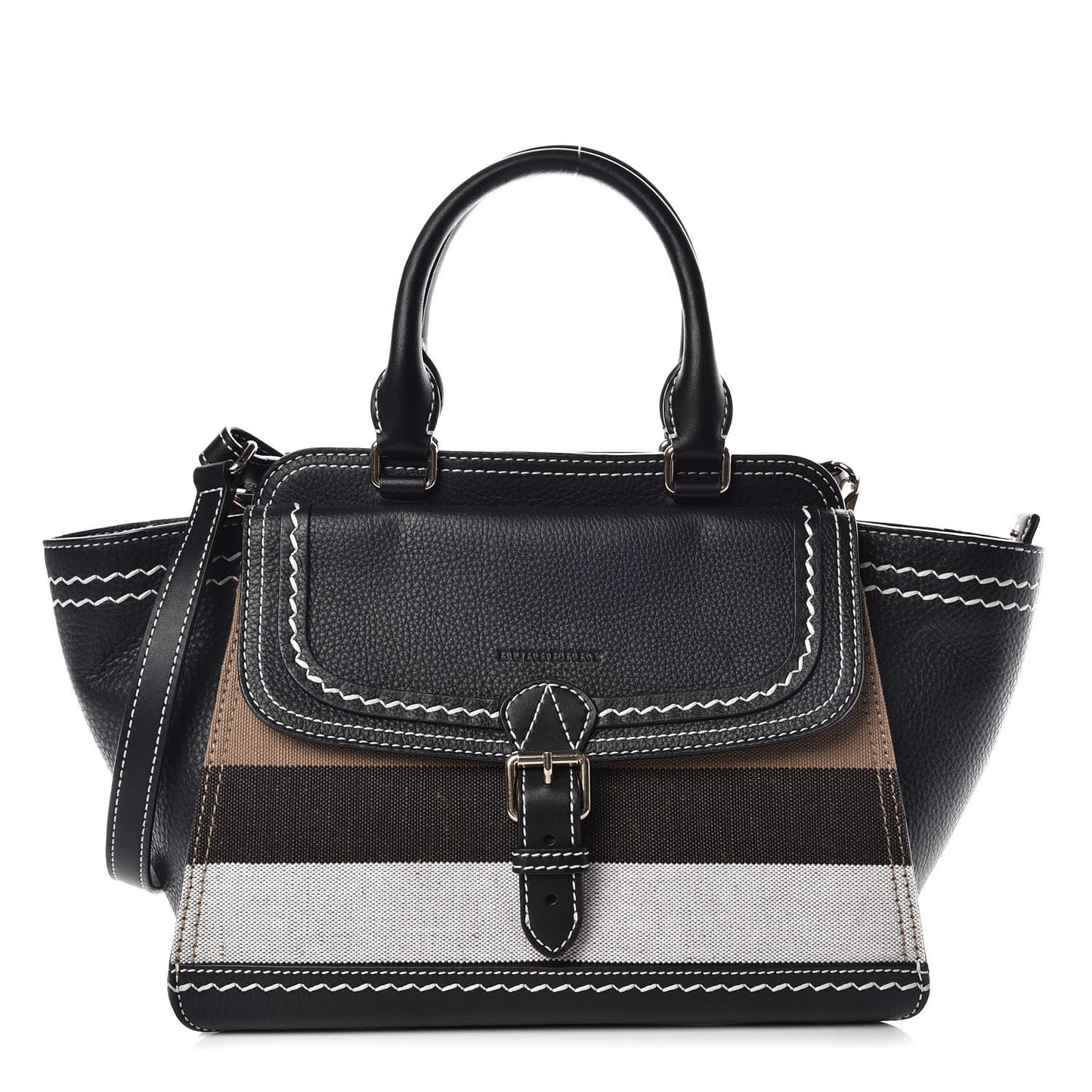 Mega Check Grained Calfskin Medium Harcourt Satchel Black