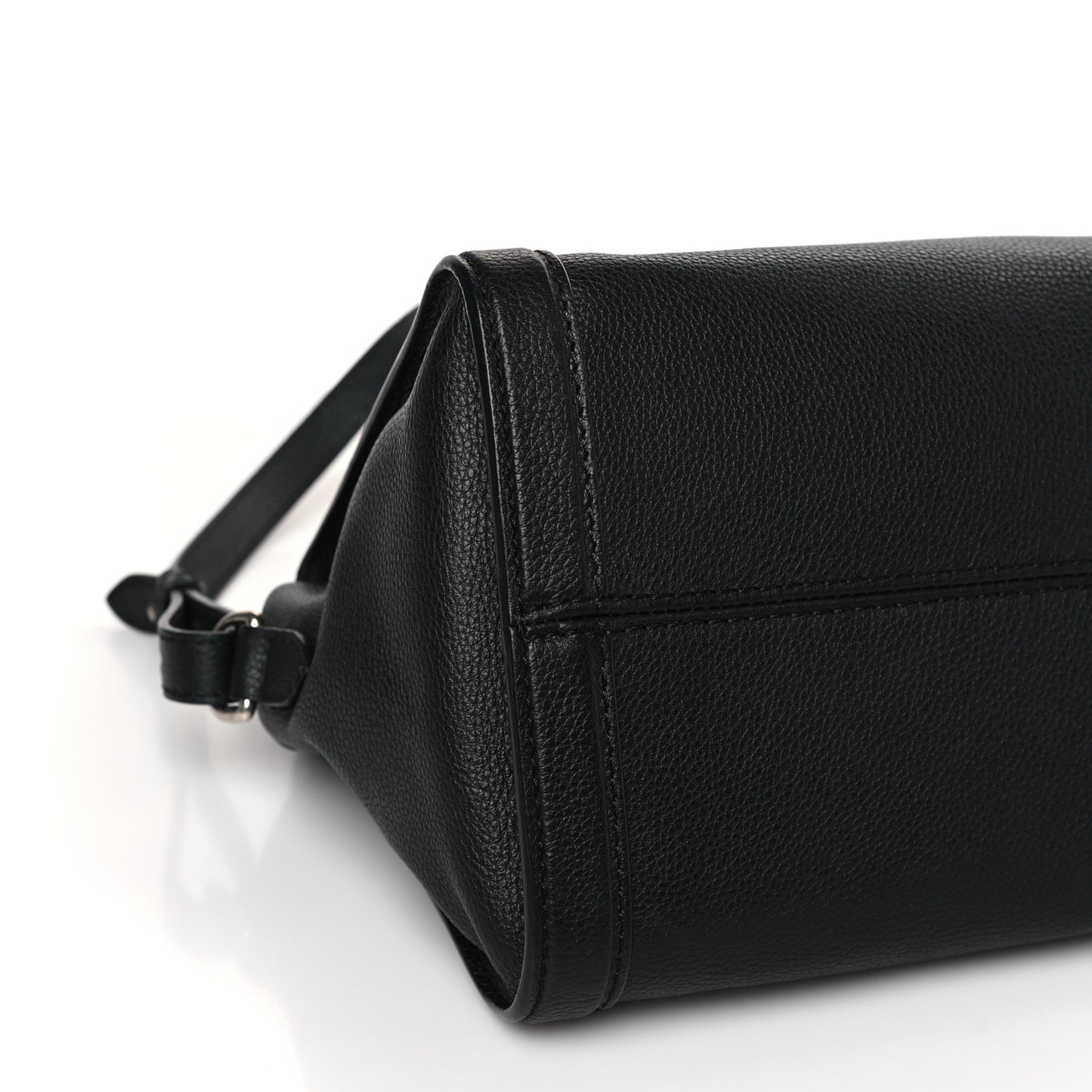 Pebbled Calfskin Small Skull Padlock Zip Around Tote Black