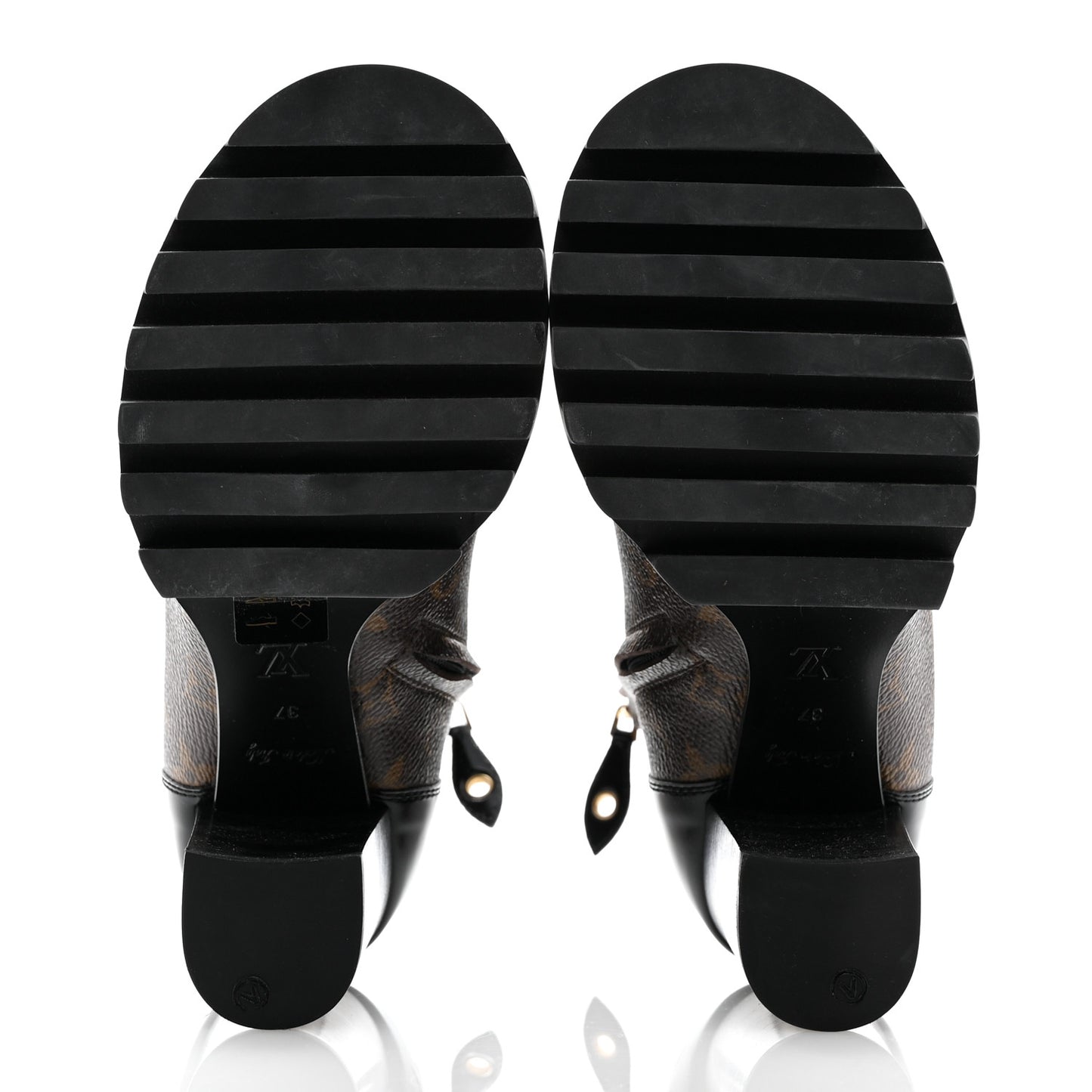 Patent Calfskin Monogram Star Trail Ankle Boots 37 Black