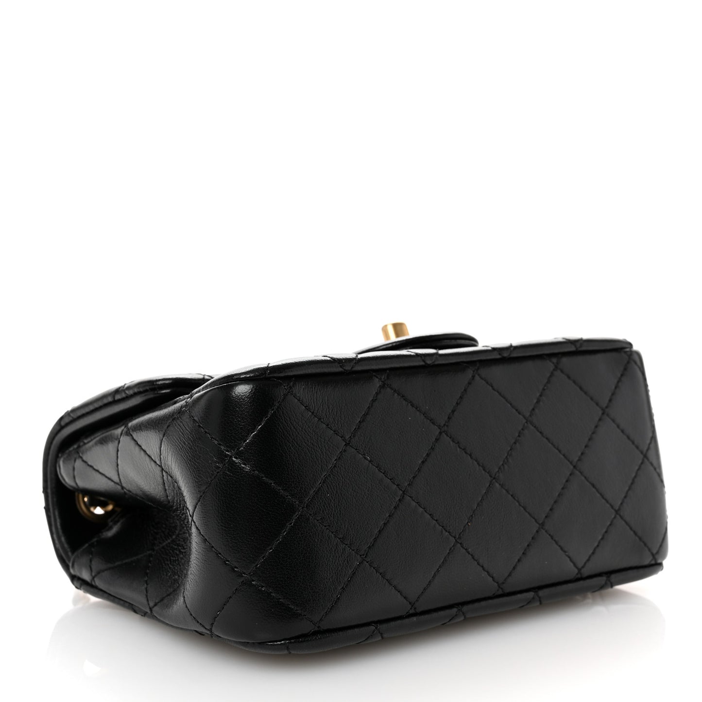 Lambskin Quilted Mini Pearl Crush Flap Black