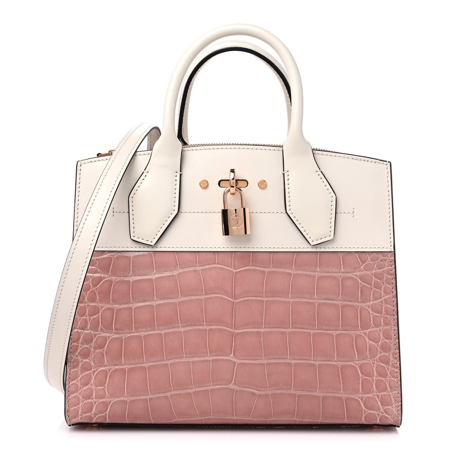 Louis Vuitton Alligator Goatskin City Steamer PM Sienna Nude White 1 of 10