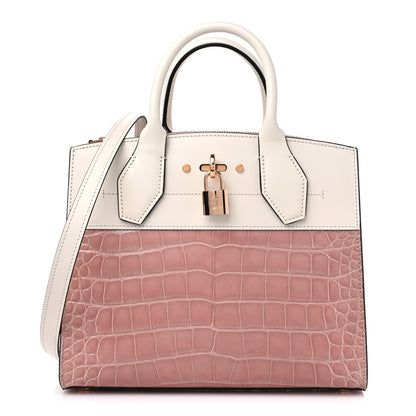 Louis Vuitton Alligator Goatskin City Steamer PM Sienna Nude White 1 of 10