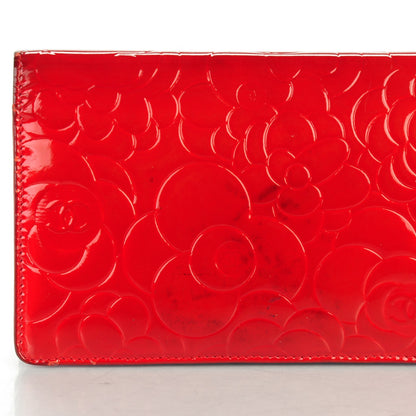 Chanel Patent Camellia Embossed Yen Wallet Red 4 of 9