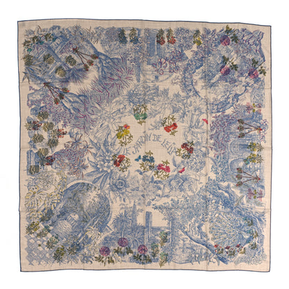 Hermes Chale Cashemire Le Jardin De Leila Au Bloc Shawl 140 Naturel Encre Multi 1 of 5