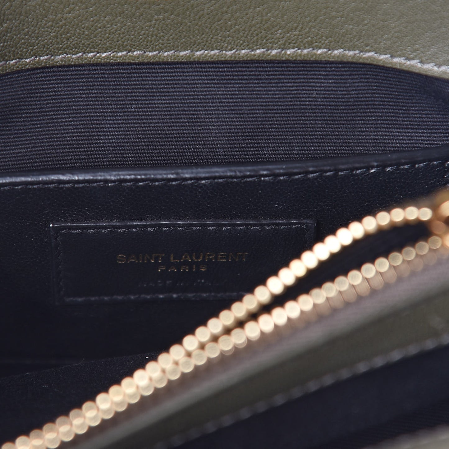 Sheepskin Matelasse Chevron Monogram Medium College Bag Military Olive