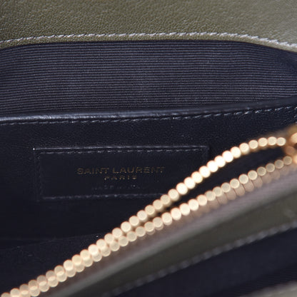Saint Laurent Sheepskin Matelasse Chevron Monogram Medium College Bag Military Olive 6 of 10