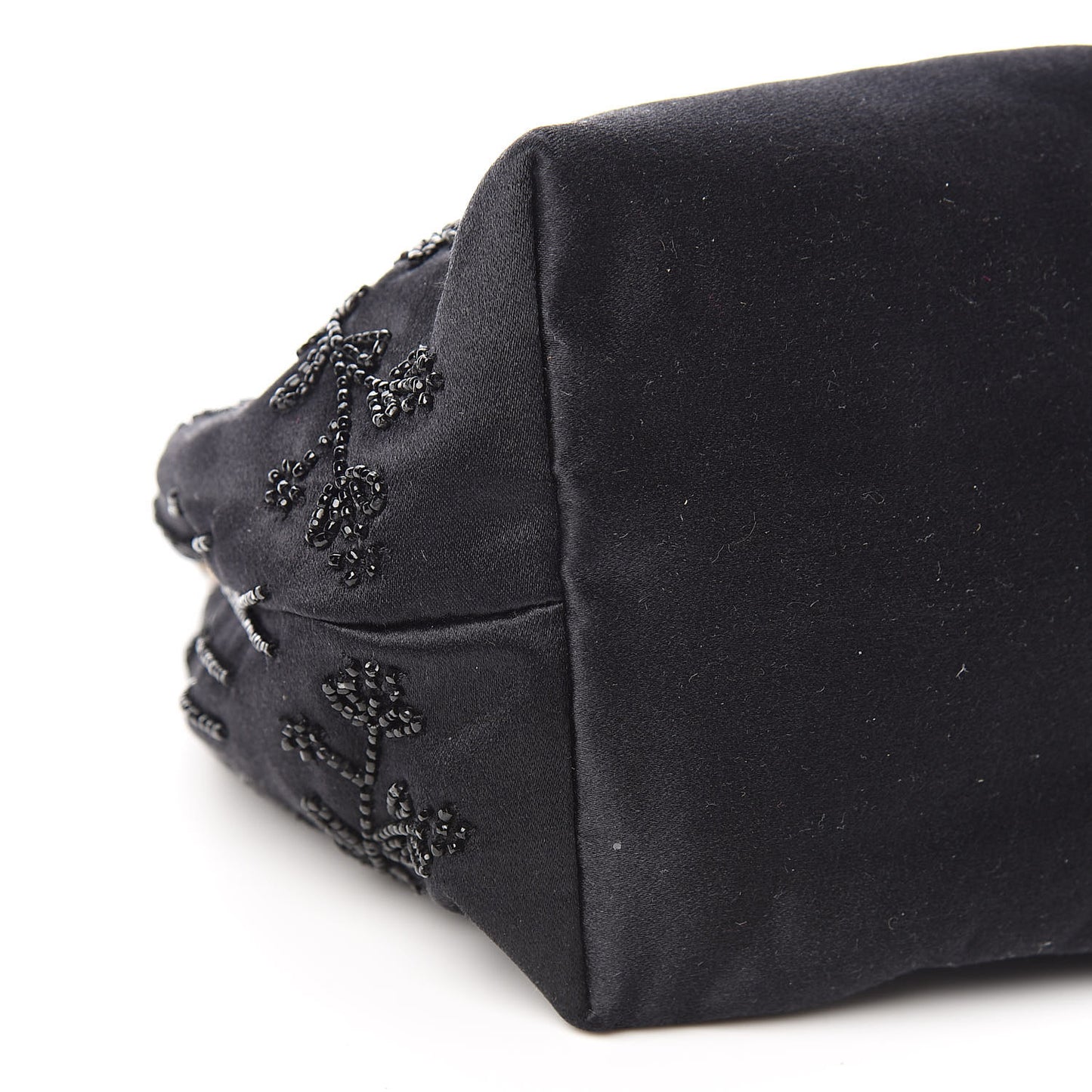 Satin Sequin Embellished Micro Shopping Bag Black